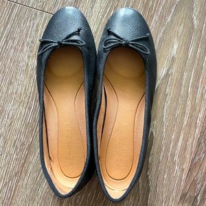 Black Leather Ballet Shoes